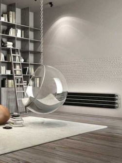 Calorifer orizontal Tornado, cu design industrial modern, putere termică ridicată și variante de montaj pe perete sau pe pardoseală.